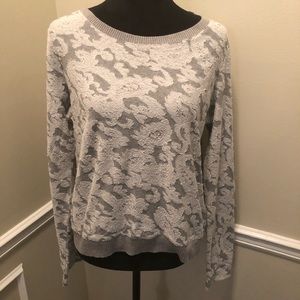 Gently worn grey, lacy sweatshirt